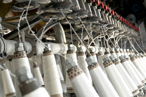 Spinning machine in textile factory